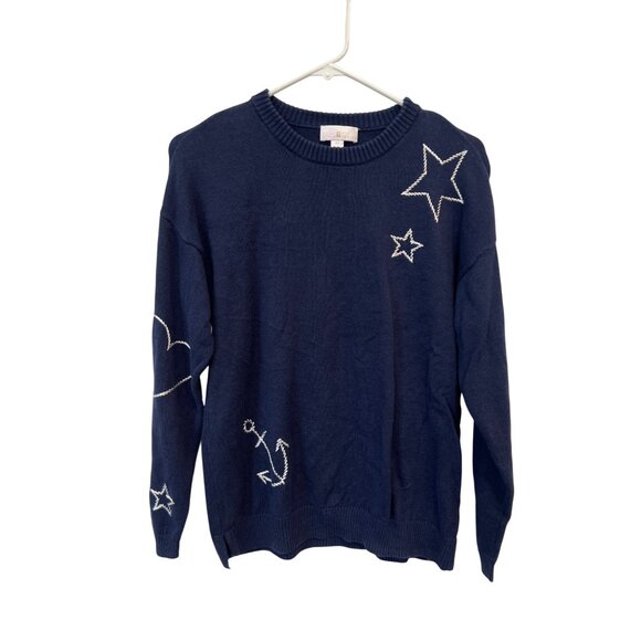 Belle by Kim Gravel Drop it Like It's Yacht Sweater Size XS Crewneck Twilight - Picture 2 of 8